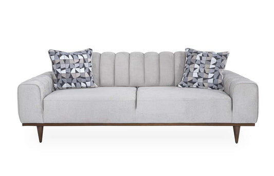 Aico by Michael Amini - Balboa Chenille Sofa - Shell Gray/Warm Walnut - LFR-BLBA815-SHL-218 veiw 1