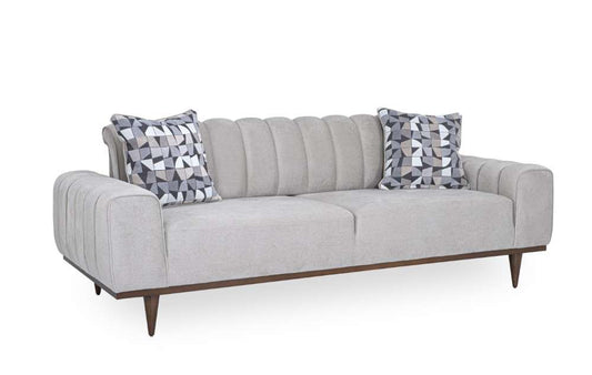 Aico by Michael Amini - Balboa Chenille Sofa - Shell Gray/Warm Walnut - LFR-BLBA815-SHL-218 veiw 2