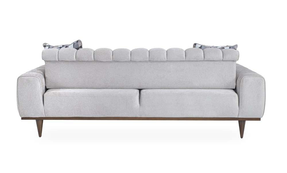 Aico by Michael Amini - Balboa Chenille Sofa - Shell Gray/Warm Walnut - LFR-BLBA815-SHL-218 veiw 3