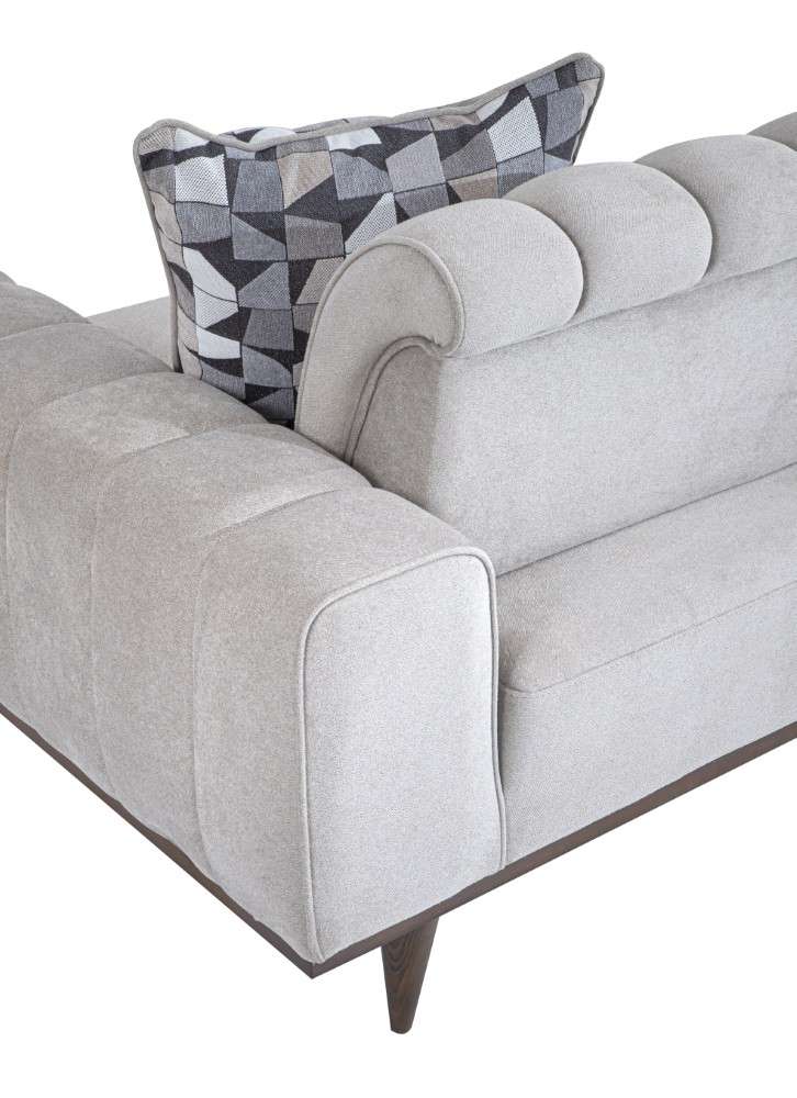 Aico by Michael Amini - Balboa Chenille Sofa - Shell Gray/Warm Walnut - LFR-BLBA815-SHL-218 veiw 4