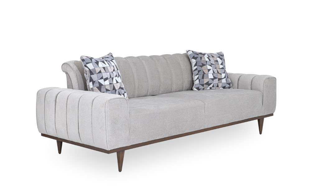 Aico by Michael Amini - Balboa Chenille Sofa - Shell Gray/Warm Walnut - LFR-BLBA815-SHL-218 veiw 5