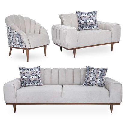 Aico by Michael Amini - Balboa Chenille Sofa - Shell Gray/Warm Walnut - LFR-BLBA815-SHL-218 veiw 7