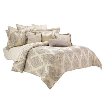 AICO by Michael Amini - Bennett 10-Piece King Comforter Set - Champagne - BCS-KS10-BENNET-CMP veiw 1