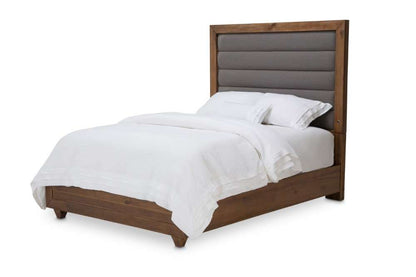 AICO by Michael Amini - Brooklyn Walk - Eastern King Panel Bed with Fabric Insert - Burnt Umber - KI-BRKW014EK-408 veiw 1