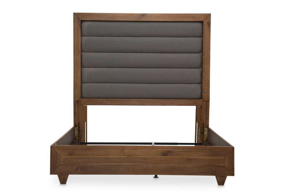 AICO by Michael Amini - Brooklyn Walk - Eastern King Panel Bed with Fabric Insert - Burnt Umber - KI-BRKW014EK-408 veiw 8