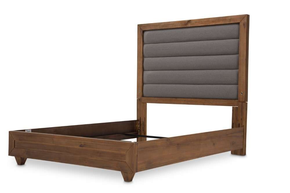 AICO by Michael Amini - Brooklyn Walk - Eastern King Panel Bed with Fabric Insert - Burnt Umber - KI-BRKW014EK-408N veiw 7