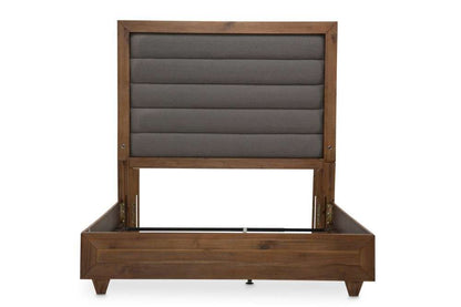 AICO by Michael Amini - Brooklyn Walk - Eastern King Panel Bed with Fabric Insert - Burnt Umber - KI-BRKW014EK-408N veiw 8