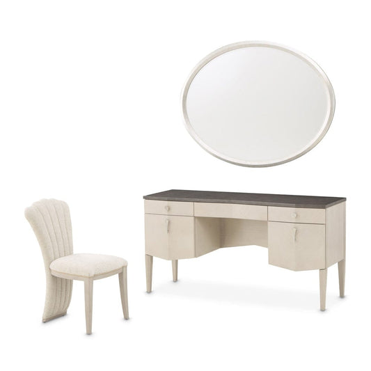 AICO by Michael Amini - Fantosini Vanity Set with Mirror & Chair - Silver Mist - 9091058VAN3-823 view 1