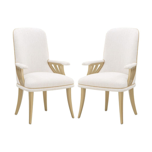 AICO by Michael Amini - La Terrazza Dining Arm Chair, Set of 2 - Creamy Pearl - 9092004A-112 view 1