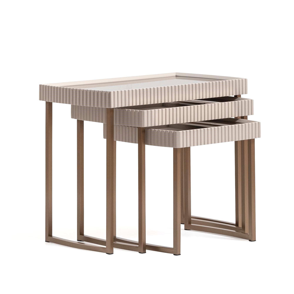 AICO by Michael Amini - Lisbon Nesting Tables, Set of 3 - Silken Cream/Bronze - LFR-LSBN224-144 view 1