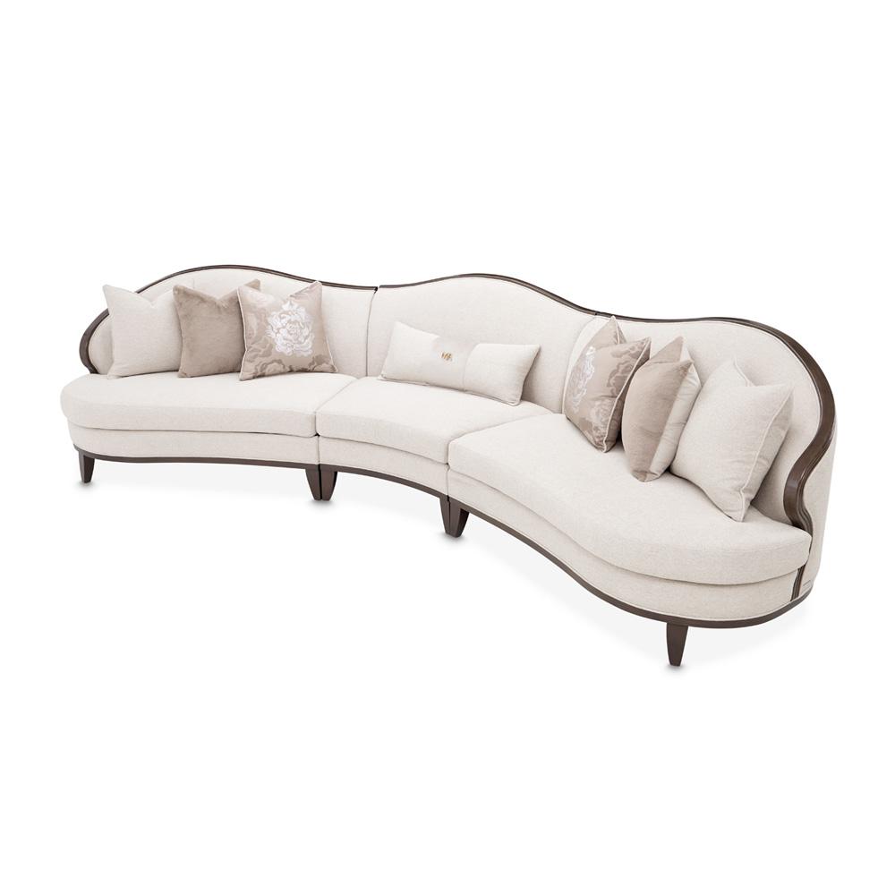 AICO by Michael Amini - Camellia Field 3-Piece Chenille Sofa - Linen/Warm Pecan - 9090-3PC-LINEN-400 veiw 3