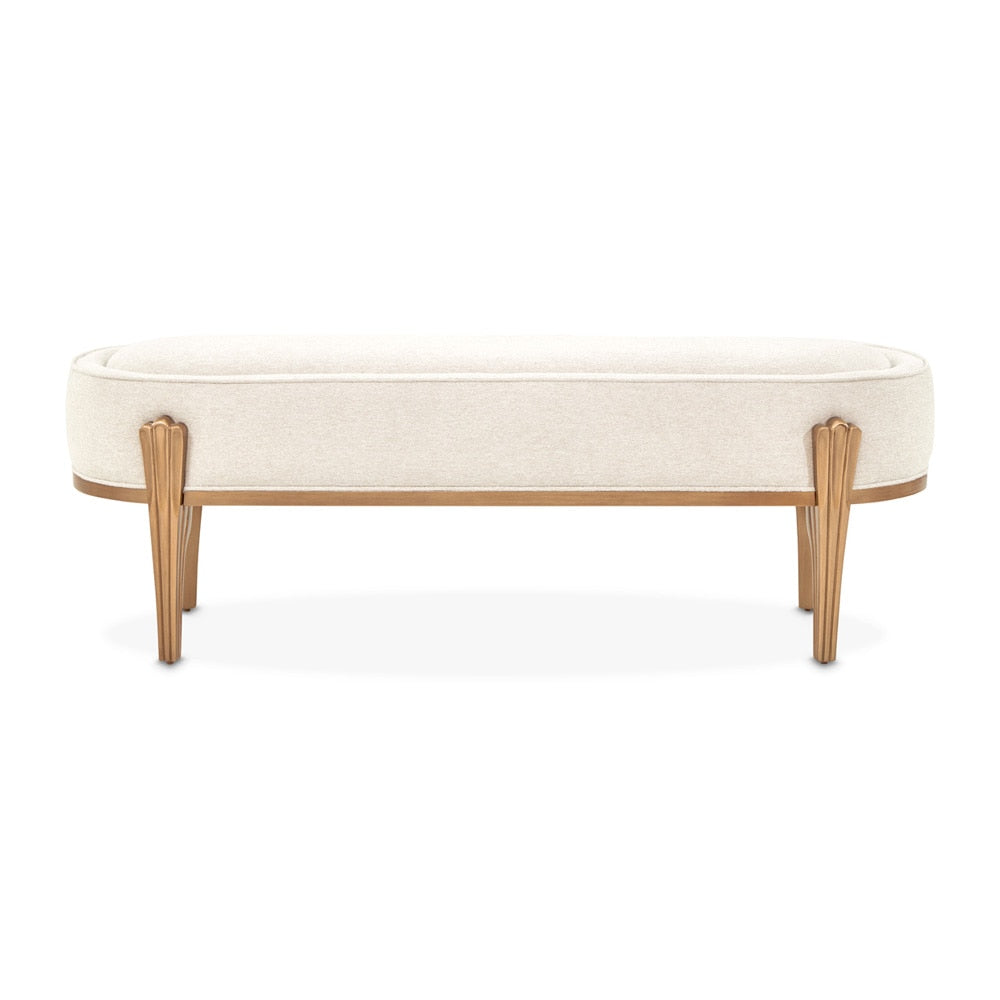 AICO by Michael Amini - Camellia Field Accent Bench - Linen/Antique Gold - 9090904-400 veiw 1