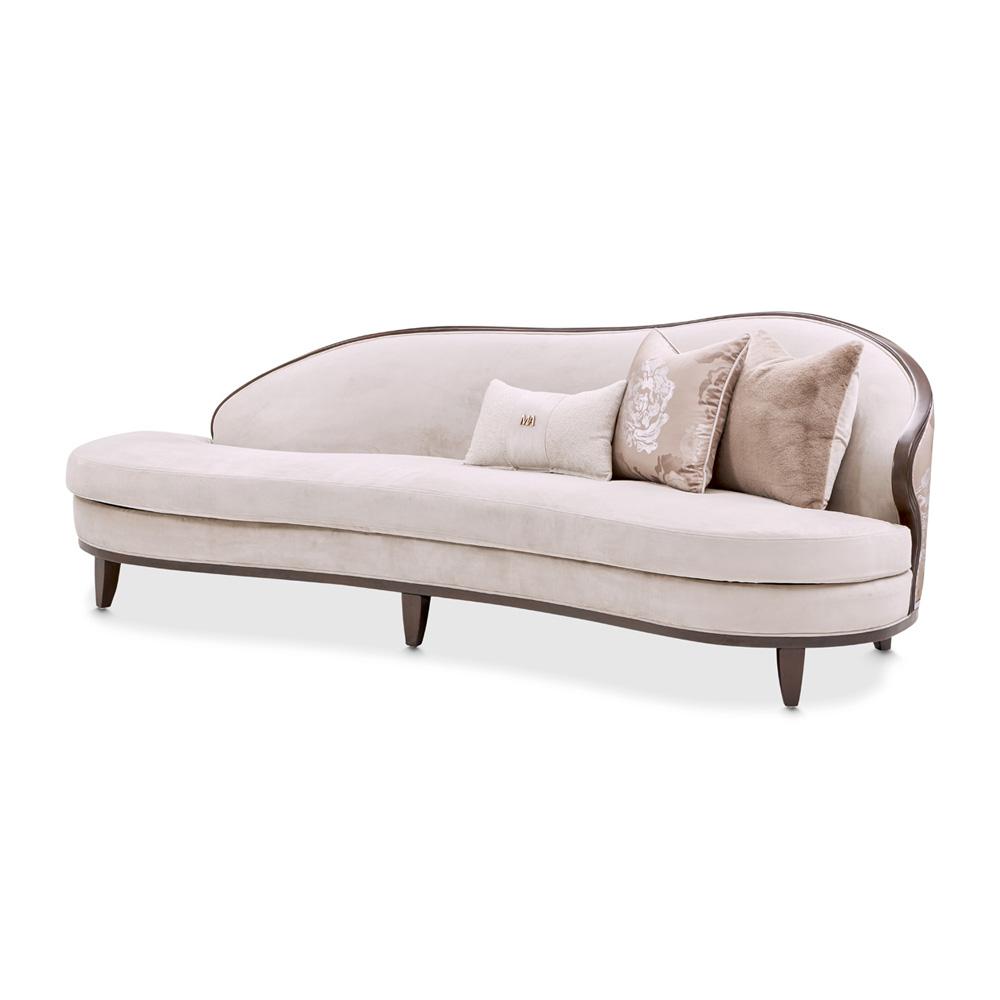 AICO by Michael Amini - Camellia Field Asymmetrical Velvet Sofa - Porcini/Warm Pecan - 9090816-LINEN-400 veiw 1