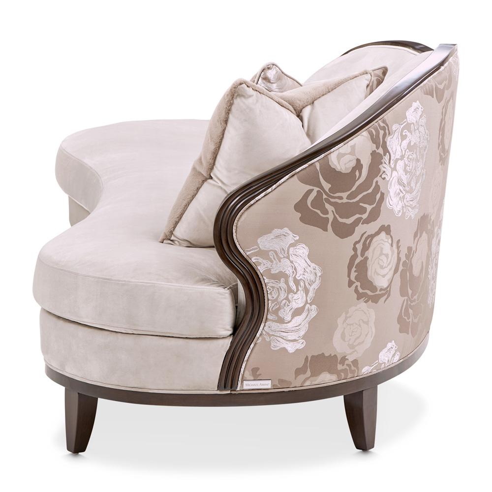 AICO by Michael Amini - Camellia Field Asymmetrical Velvet Sofa - Porcini/Warm Pecan - 9090816-LINEN-400 veiw 7