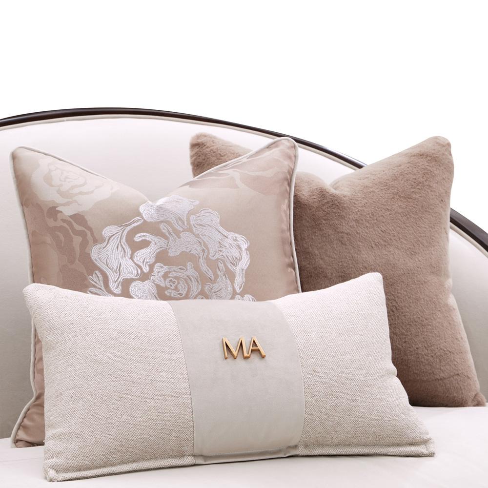 AICO by Michael Amini - Camellia Field Asymmetrical Velvet Sofa - Porcini/Warm Pecan - 9090816-LINEN-400 veiw 9