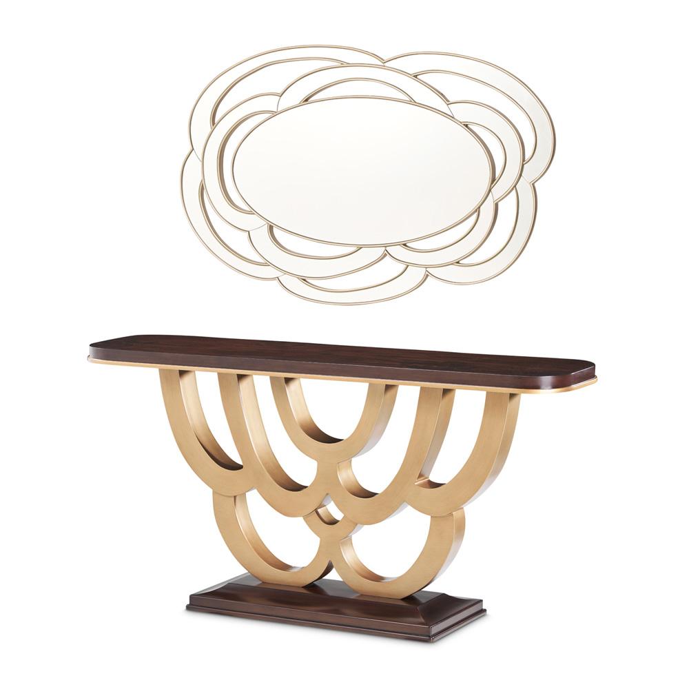 AICO by Michael Amini - Camellia Field Console Table with Mirror - Warm Pecan - 9090223-260-400 veiw 1