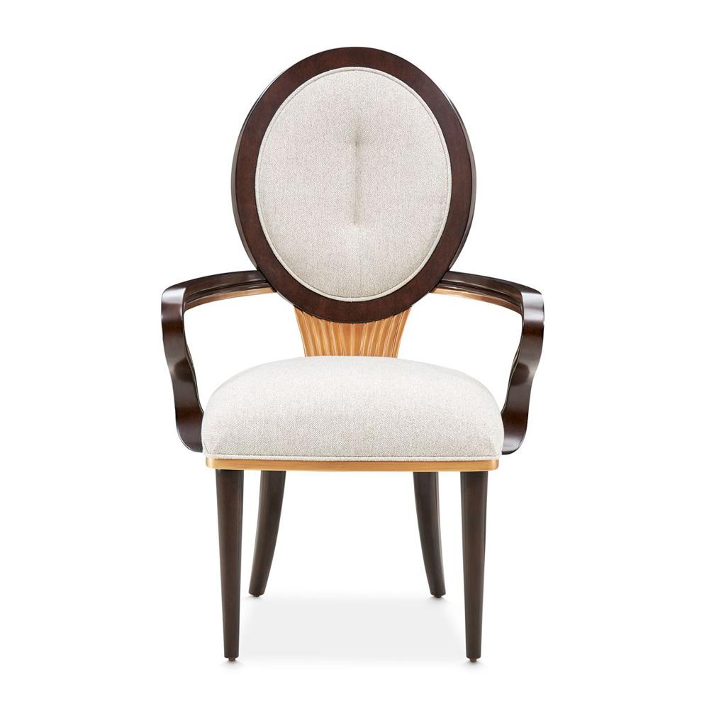 AICO by Michael Amini - Camellia Field Dining Arm Chair - Set of 2 - Linen/Warm Pecan - 9090004-400 veiw 2