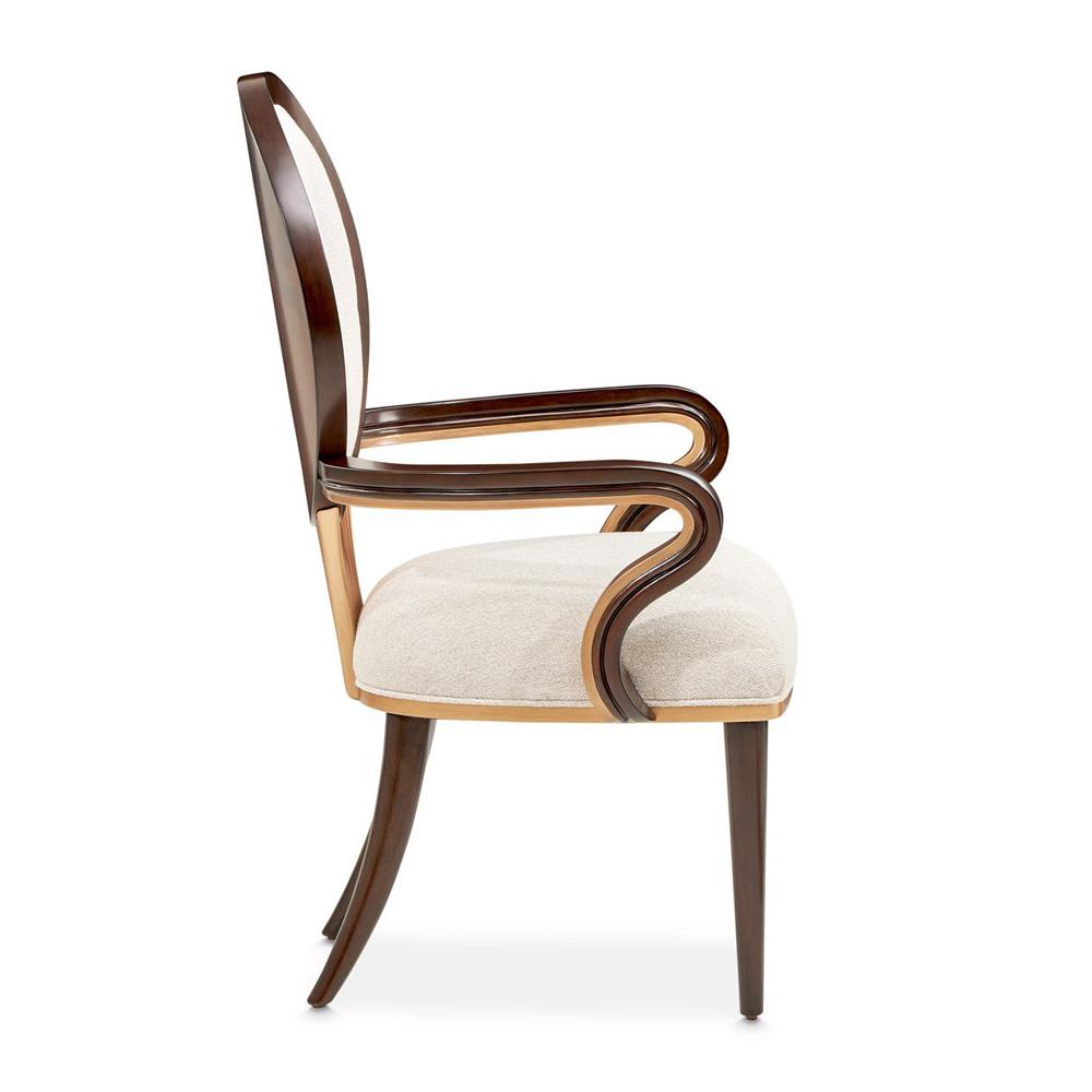 AICO by Michael Amini - Camellia Field Dining Arm Chair - Set of 2 - Linen/Warm Pecan - 9090004-400 veiw 3