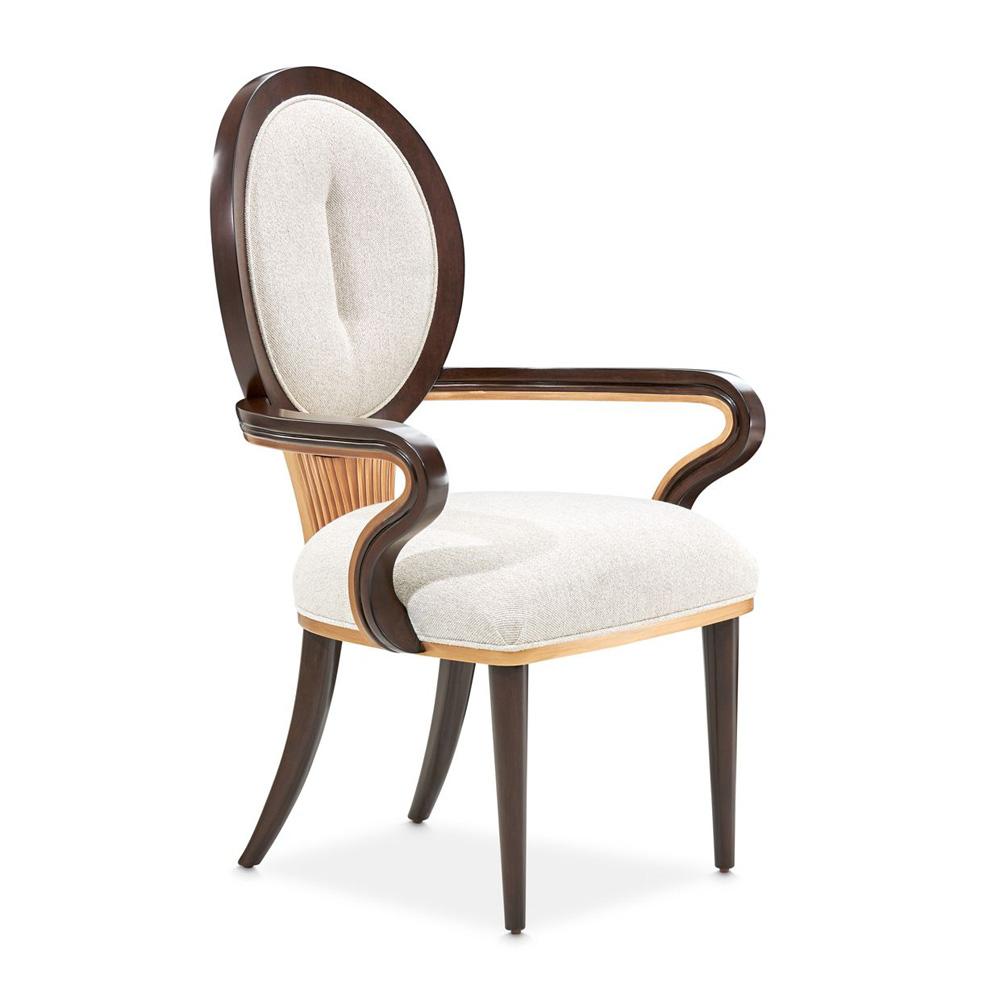 AICO by Michael Amini - Camellia Field Dining Arm Chair - Set of 2 - Linen/Warm Pecan - 9090004-400 veiw 4