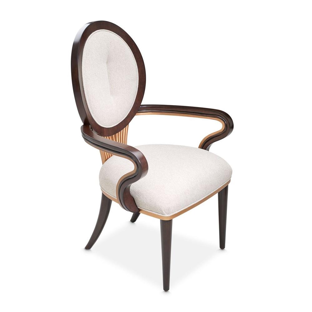 AICO by Michael Amini - Camellia Field Dining Arm Chair - Set of 2 - Linen/Warm Pecan - 9090004-400 veiw 9