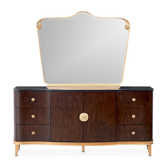 AICO by Michael Amini - Camellia Field Dresser with Mirror - Warm Pecan - 9090050SA-60-400 veiw 1