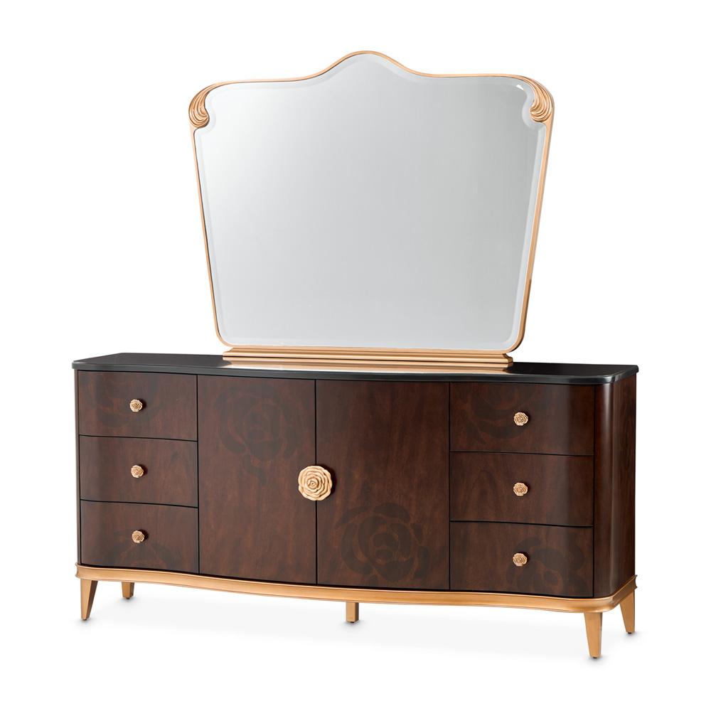 AICO by Michael Amini - Camellia Field Dresser with Mirror - Warm Pecan - 9090050SA-60-400 veiw 2