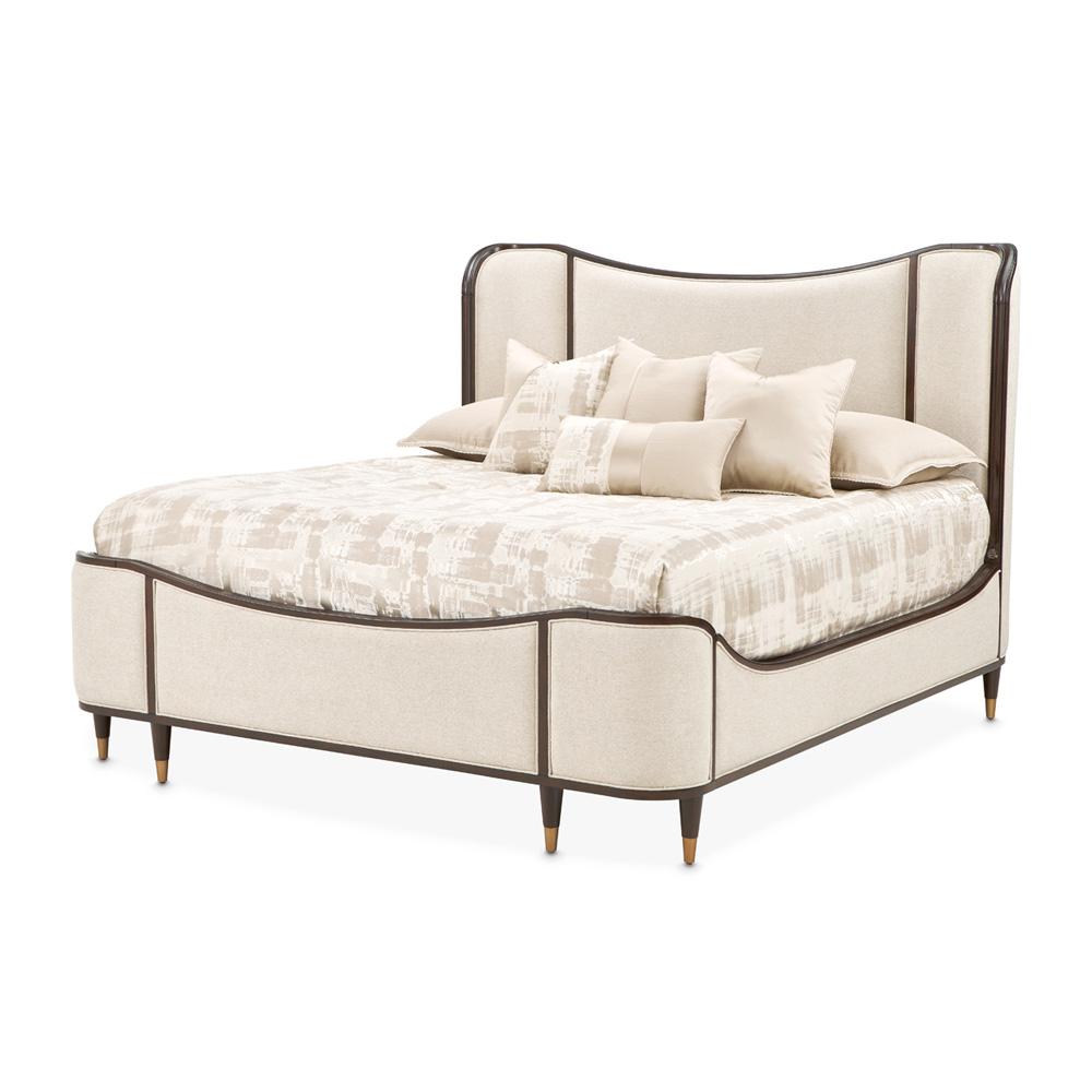 AICO by Michael Amini - Camellia Field Queen Upholstered Bed - Warm Pecan - 9090000QN3-400 veiw 1