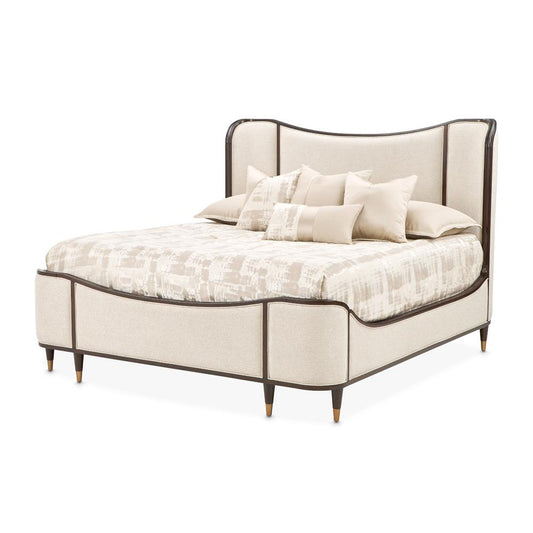 AICO by Michael Amini - Camellia Field Queen Upholstered Bed - Warm Pecan - 9090000QN3-400 veiw 1