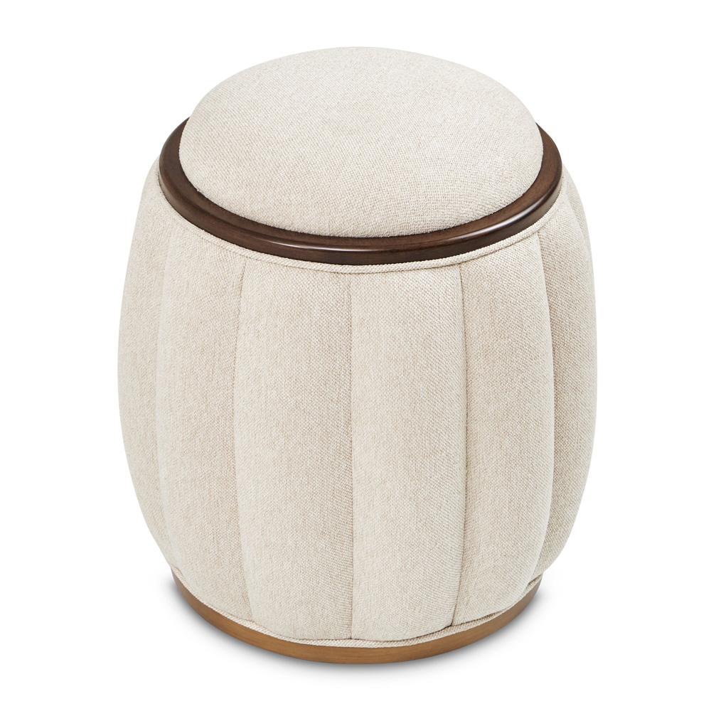 AICO by Michael Amini - Camellia Field Round Bench - Linen/Warm Pecan - 9090804-400 veiw 1