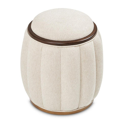 AICO by Michael Amini - Camellia Field Round Bench - Linen/Warm Pecan - 9090804-400 veiw 1