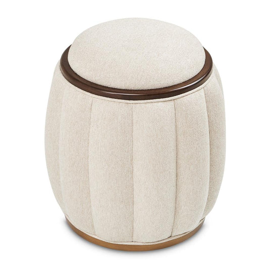 AICO by Michael Amini - Camellia Field Round Bench - Linen/Warm Pecan - 9090804-400 veiw 1