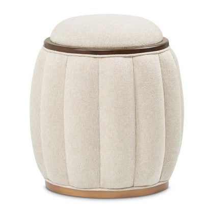 AICO by Michael Amini - Camellia Field Round Bench - Linen/Warm Pecan - 9090804-400 veiw 2