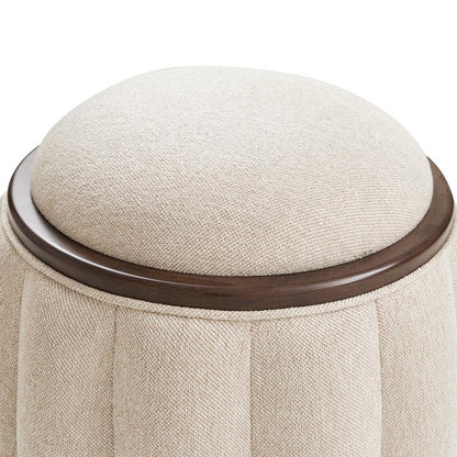 AICO by Michael Amini - Camellia Field Round Bench - Linen/Warm Pecan - 9090804-400 veiw 5