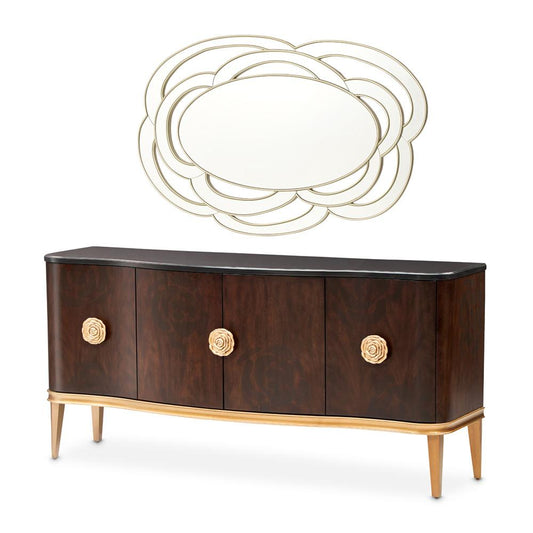 AICO by Michael Amini - Camellia Field Sideboard with Mirror - Warm Pecan - 9090007-260-400 veiw 1