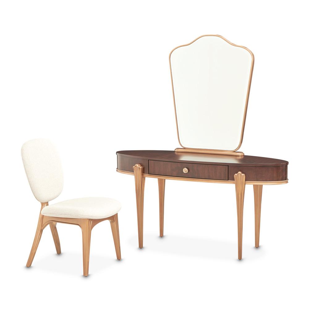 AICO by Michael Amini - Camellia Field Vanity with Mirror & Chair - Warm Pecan - 9090058VAN3-400 veiw 1