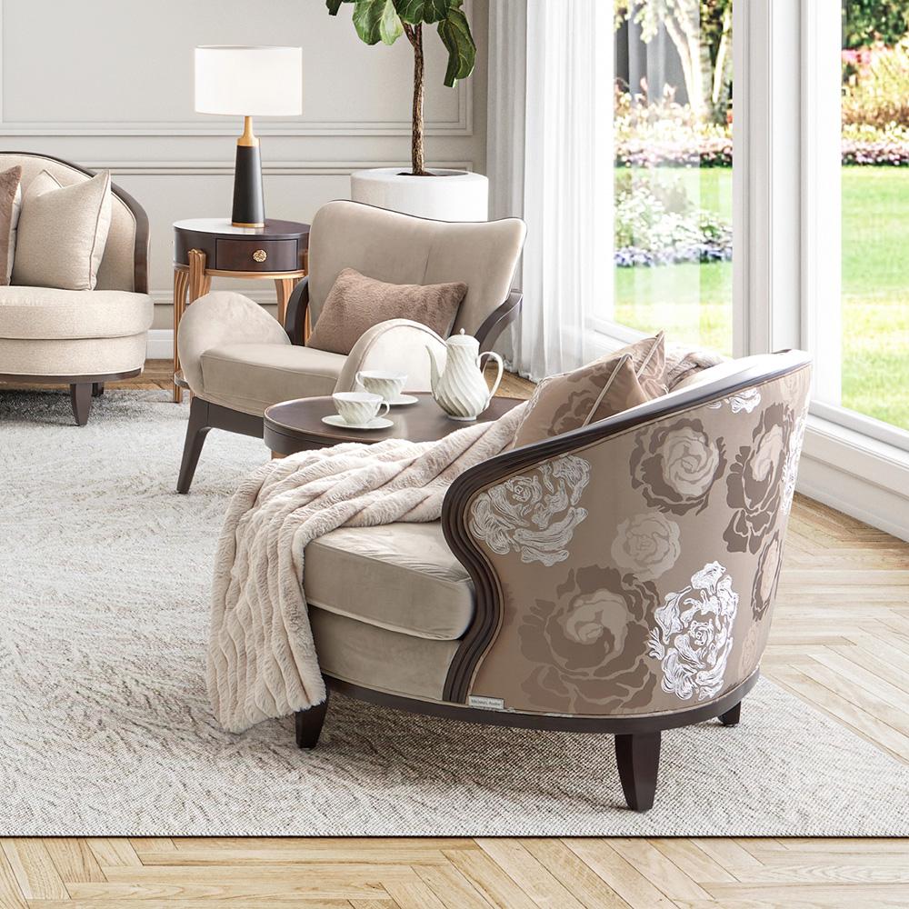 AICO by Michael Amini - Camellia Field Velvet Matching Chair - Porcini/Warm Pecan - 9090835-LINEN-400 veiw 7