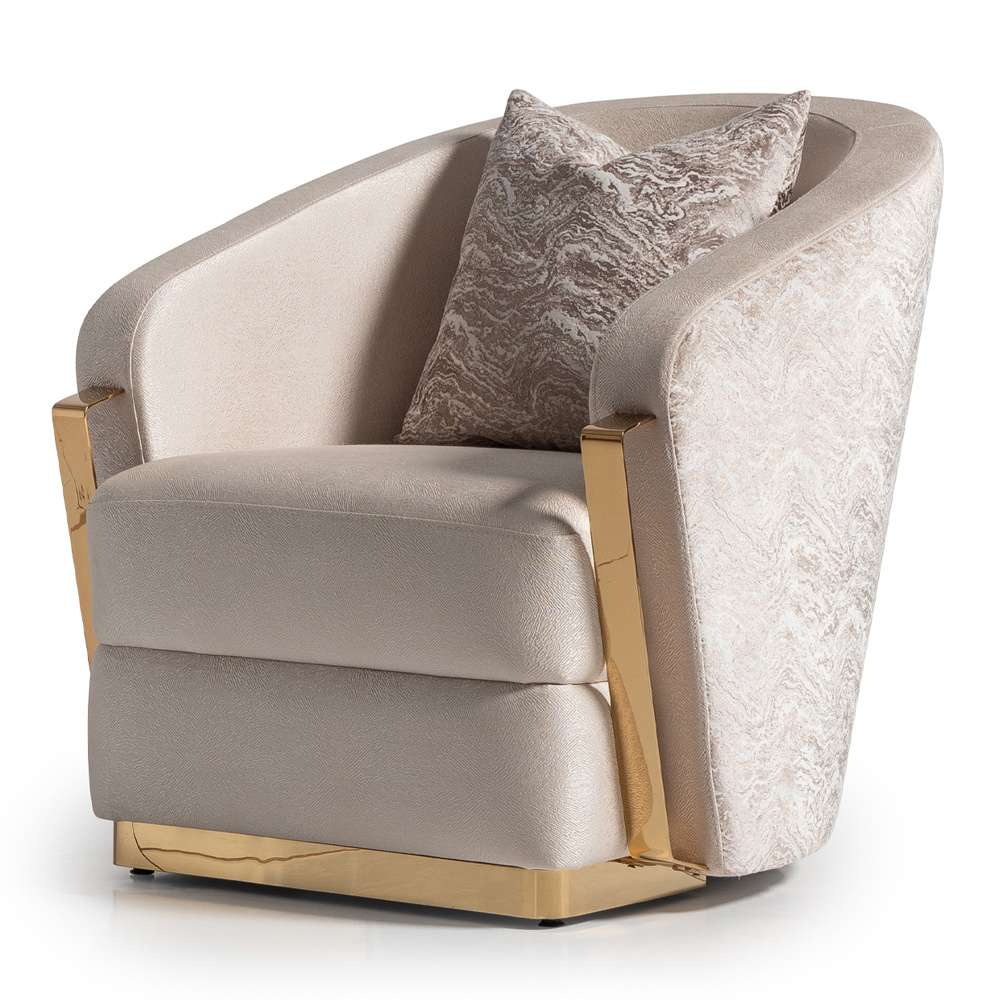 AICO by Michael Amini - Carmela Accent Chair - Almond/Gold - LFR-CRMA835-AMD-806 veiw 2