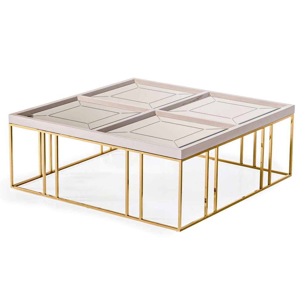 AICO by Michael Amini - Carmela Cocktail Table - Shimmer Ivory - LFR-CRMA201-141 veiw 4