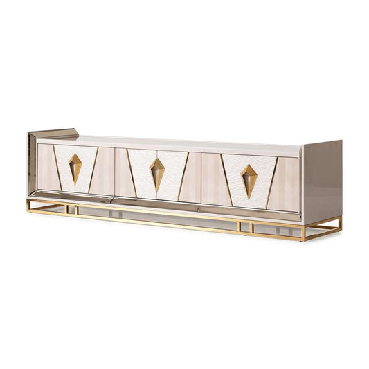 AICO by Michael Amini - Carmela Media Cabinet - Shimmer Ivory - LFR-CRMA081-141 veiw 1