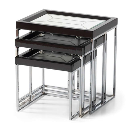 AICO by Michael Amini - Carmela Nesting Tables, Set of 3 - Glossy Charcoal Sand - LFR-CRMA224-830 veiw 2