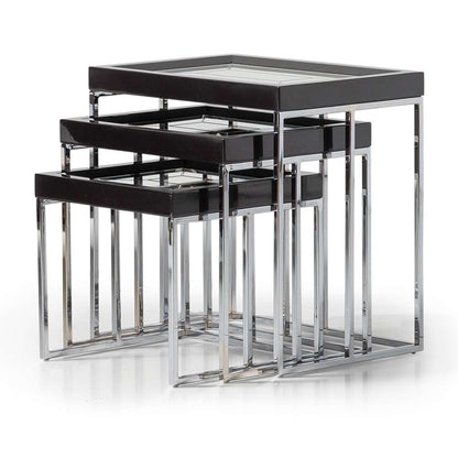 AICO by Michael Amini - Carmela Nesting Tables, Set of 3 - Glossy Charcoal Sand - LFR-CRMA224-830 veiw 3