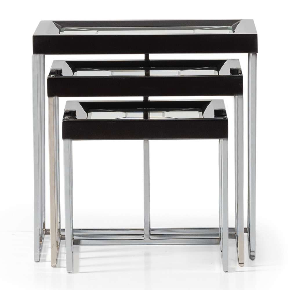 AICO by Michael Amini - Carmela Nesting Tables, Set of 3 - Glossy Charcoal Sand - LFR-CRMA224-830 veiw 4