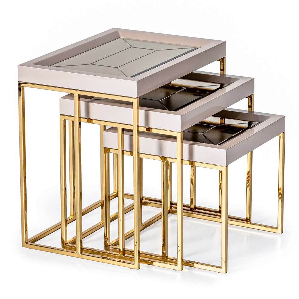 AICO by Michael Amini - Carmela Nesting Tables, Set of 3 - Shimmer Ivory - LFR-CRMA224-141 veiw 1