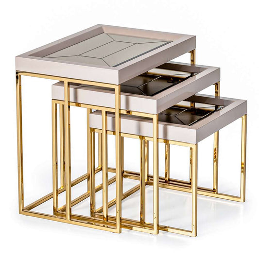 AICO by Michael Amini - Carmela Nesting Tables, Set of 3 - Shimmer Ivory - LFR-CRMA224-141 veiw 1