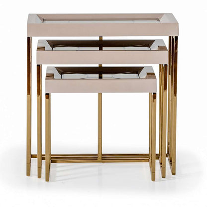 AICO by Michael Amini - Carmela Nesting Tables, Set of 3 - Shimmer Ivory - LFR-CRMA224-141 veiw 2