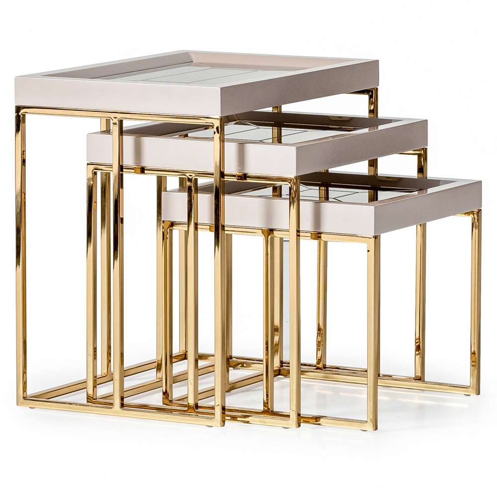 AICO by Michael Amini - Carmela Nesting Tables, Set of 3 - Shimmer Ivory - LFR-CRMA224-141 veiw 3