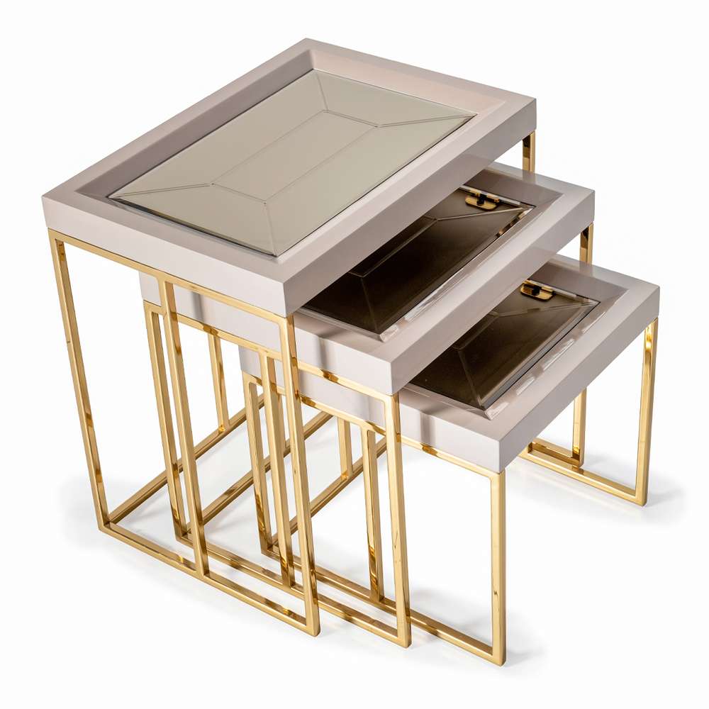 AICO by Michael Amini - Carmela Nesting Tables, Set of 3 - Shimmer Ivory - LFR-CRMA224-141 veiw 4