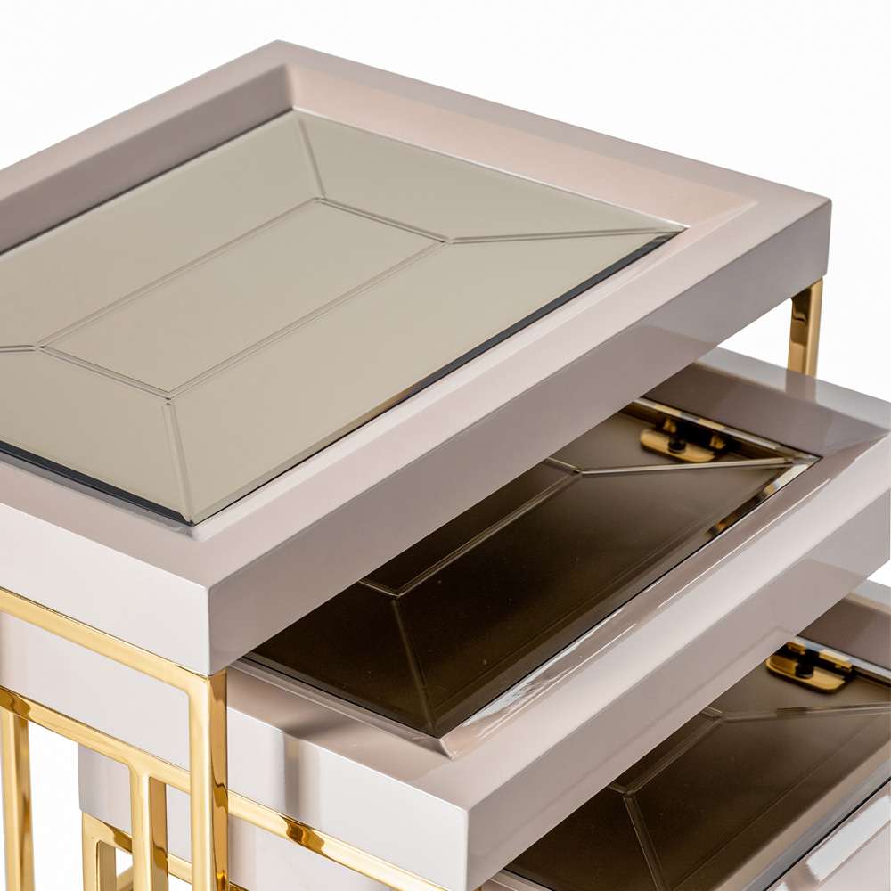 AICO by Michael Amini - Carmela Nesting Tables, Set of 3 - Shimmer Ivory - LFR-CRMA224-141 veiw 5