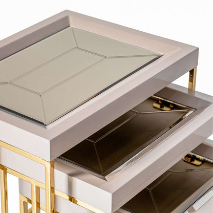 AICO by Michael Amini - Carmela Nesting Tables, Set of 3 - Shimmer Ivory - LFR-CRMA224-141 veiw 5