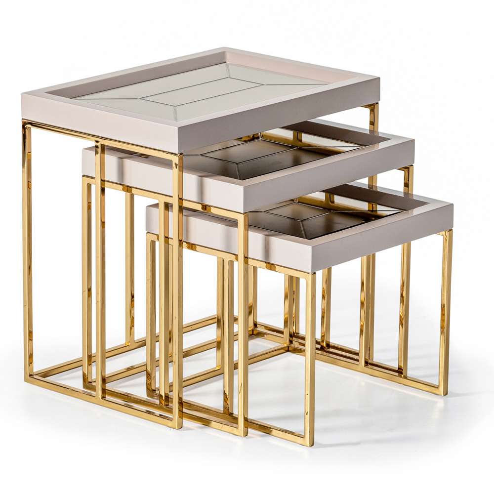 AICO by Michael Amini - Carmela Nesting Tables, Set of 3 - Shimmer Ivory - LFR-CRMA224-141 veiw 6